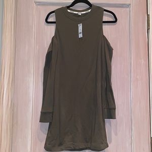 NWT Garage Open Cut Shoulder Olive Dress